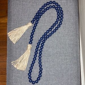 Navy wooden bead garland with tassles